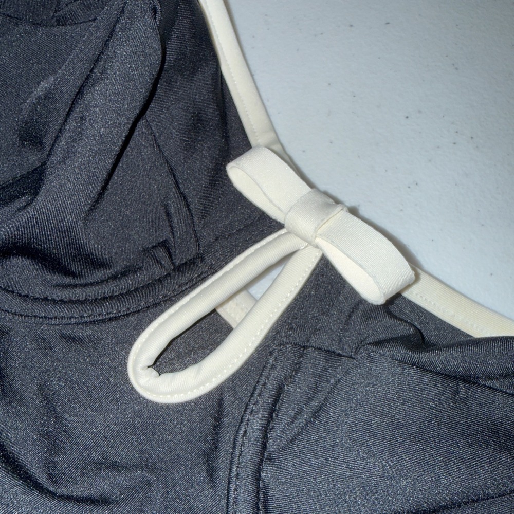 Kate Spade New York Women's Bow Swimsuit, Black And White Sz Large - Picture 3 of 11